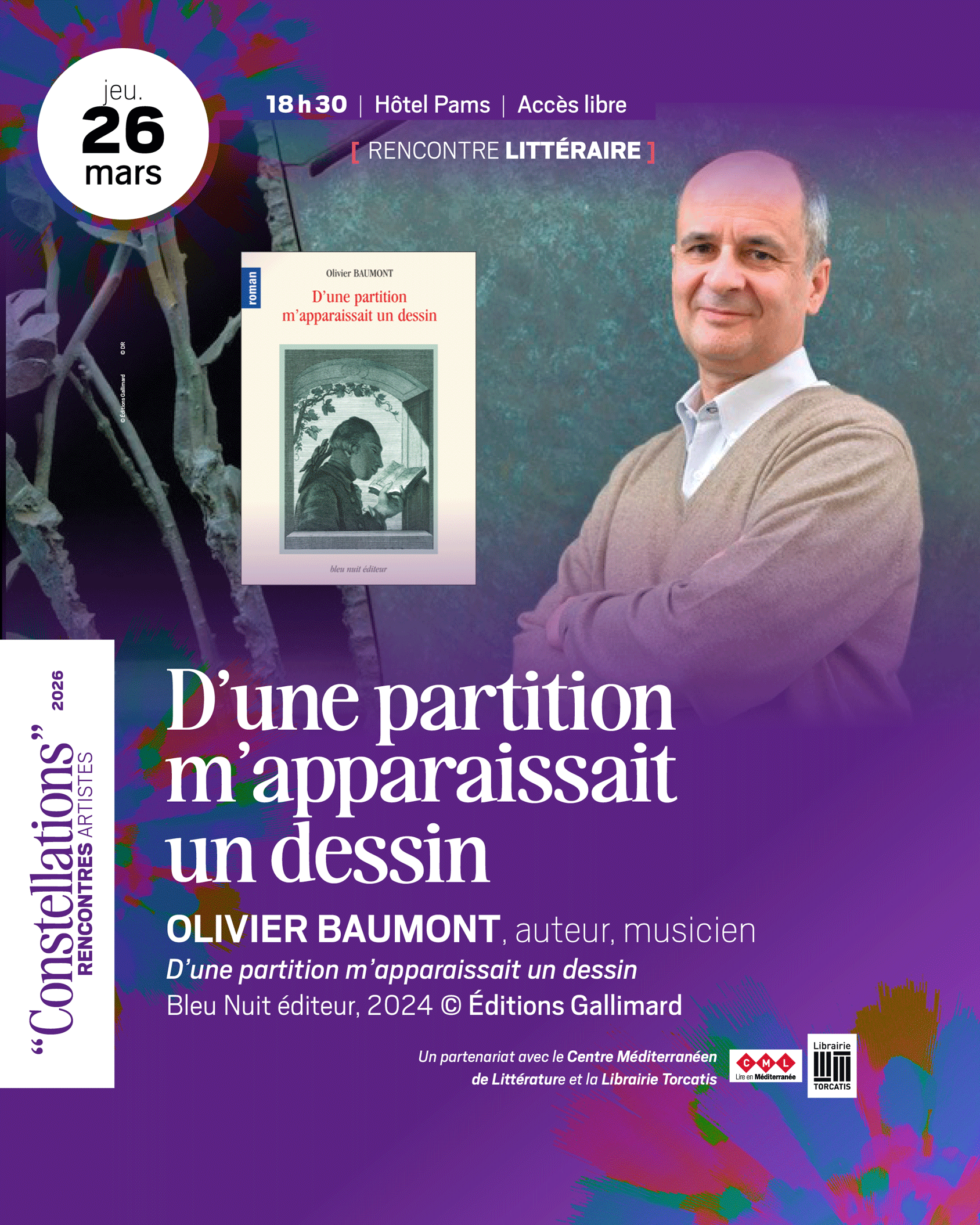 [ D'une partition m'apparaissait... ] · RENCONTRE LITTÉRAIRE jeu. 26 mars à 18h30  | Hôtel Pams