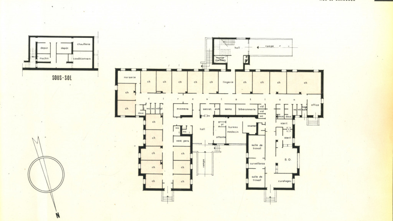Plan du rez-de-chaussée du service maternité, coll CHG