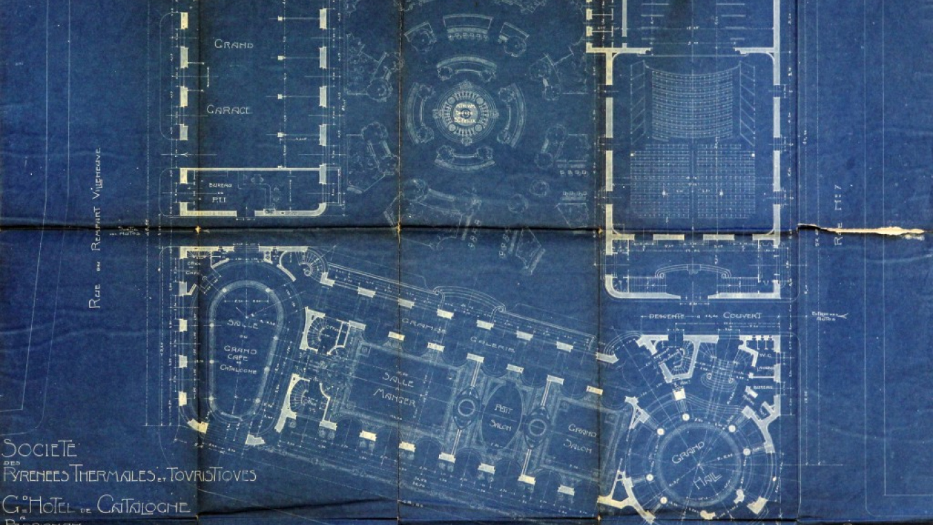 Projet de Perpignan ville d'eau, complexe thermal avec hôtel, 1919. AVP 1O/25