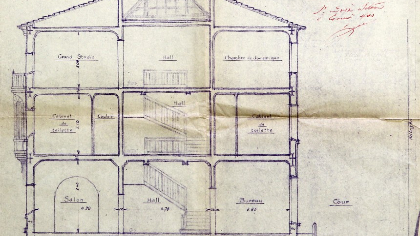 Immeuble d'Édouard Mas-Chancel pour lui-même, 1935, 9 rue Elie Delcros. Coupe : AVP 4O/111 (2045).