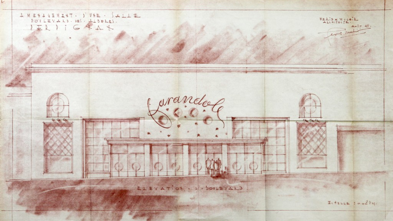 Projet de salle spectacle - cirque d'hiver « Farandole » de Férid Muchir, 1948, bd des Albères (Mercader). AVP 60W44 (8688).