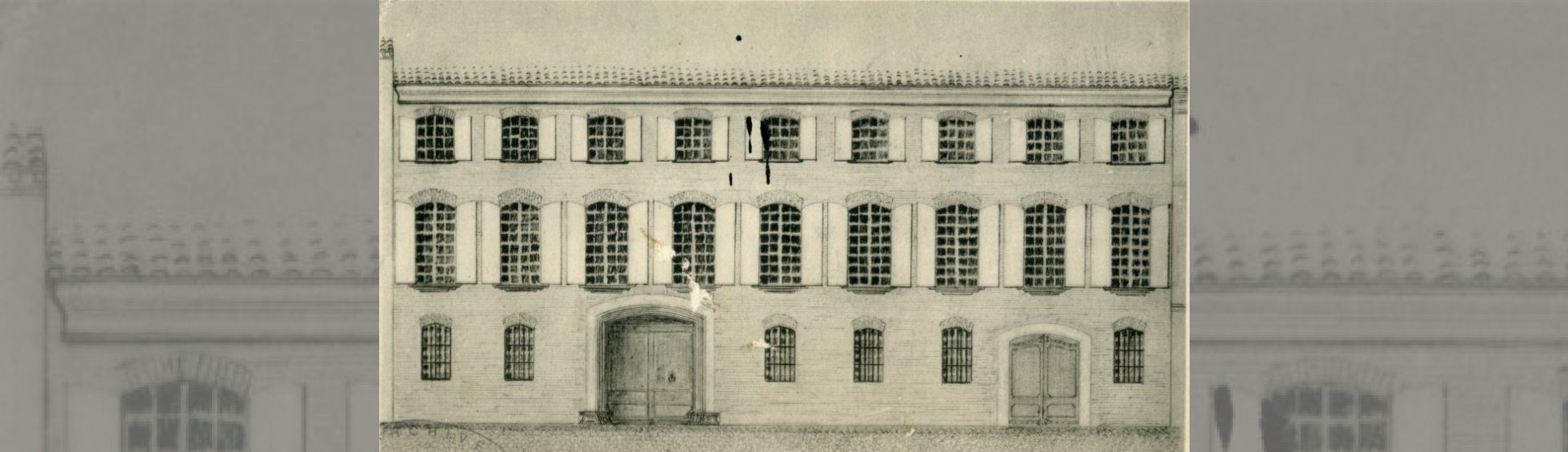 Hôtel de Lazerme (actuel Musée Rigaud):croquis de façade ,fenêtre style classique à petit bois et carreaux carrés