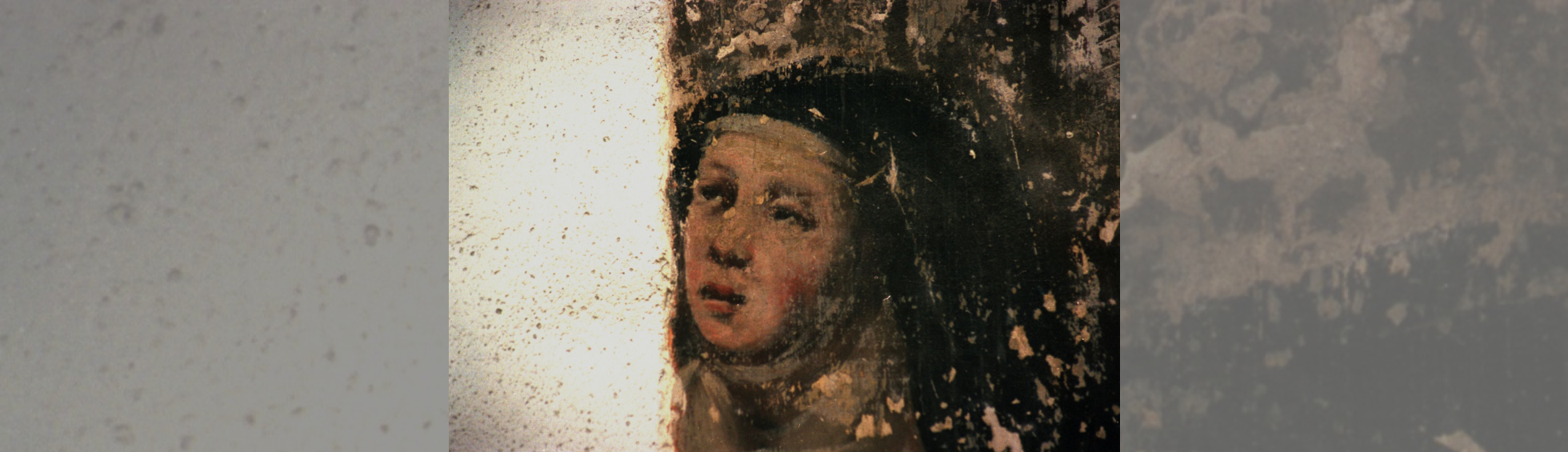 Détail de peinture murale du 17ième: une soeur clarisse en prière