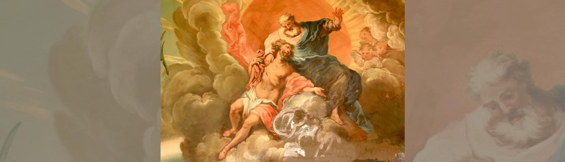 Détail du plafond:Dieu sur son nuage accueillant le Christ au ciel