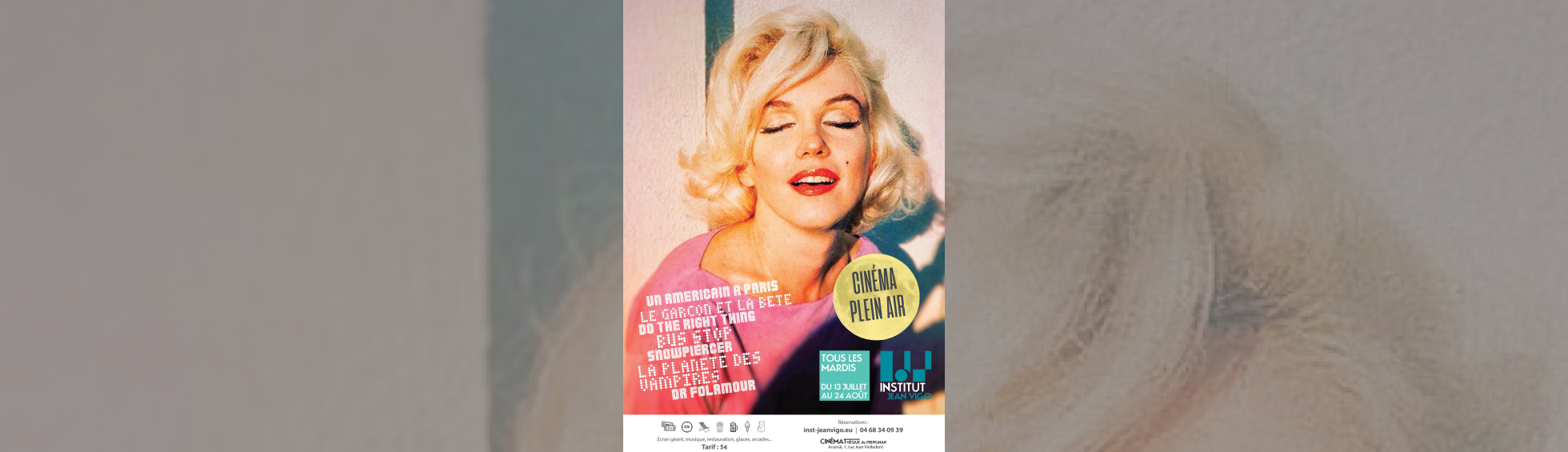 affiche cinéma en plein air - photo couleur portrait Marilyn Monroe