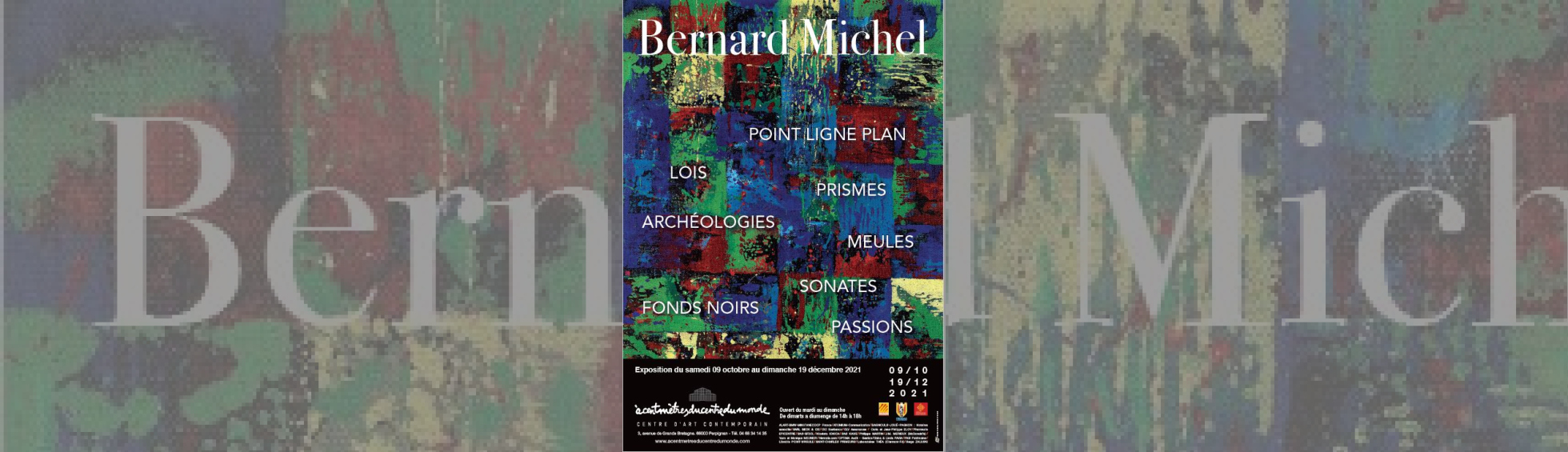 Exposition Bernard MIchel - peinture série de carré de couleur rouge vert bleu jaune