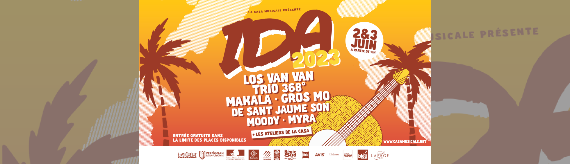 Festival Ida  - affiche avec dessin deplamier et liste des artistes 