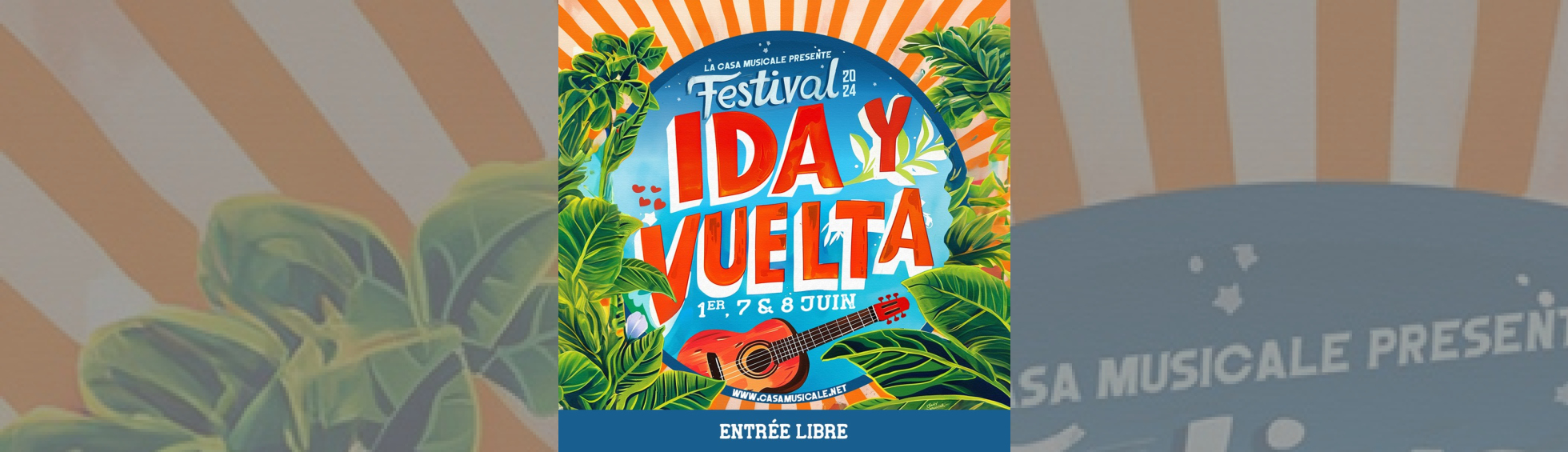 Festival Ida y Vuelta - affiche avec dessin des plantes tropicales 