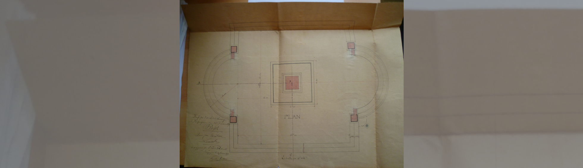 Plan de la plateforme dressé par l'architecte P Pujol et signé par l'entreprise Lacombe (cliché archives VdP)