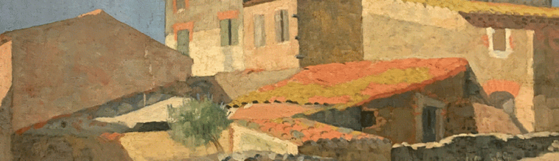 Aristide Maillol (1861-1944), Vue de mas, huile sur toile signée en bas à gauche, 46 x 55,5cm.