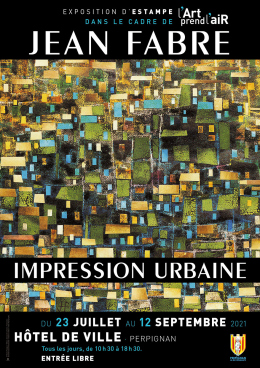 affiche de l'expostion - photo couleur d'une oeuvre de Jean Fabre dominance de couleur verte
