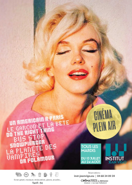 affiche cinéma en plein air - photo couleur portrait Marilyn Monroe