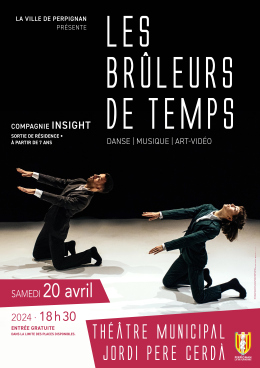 "Les Brûleurs de temps" par la compagnie Insight - affiche photo de deux danseurs sur la scène