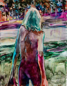 Oeuvre Sarah Jérôme - L'éveil I, peinture à l’huile sur papier calque